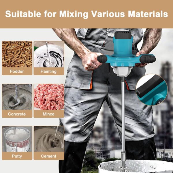 Electric Paint Mixer Stirrer 1400W Handheld Cement Mixer Portable Concrete Mixer 220V Industrial Stirrer with 6 Gear Adjustable Speed Control for Fodder Plaster Mortar Grout Mud